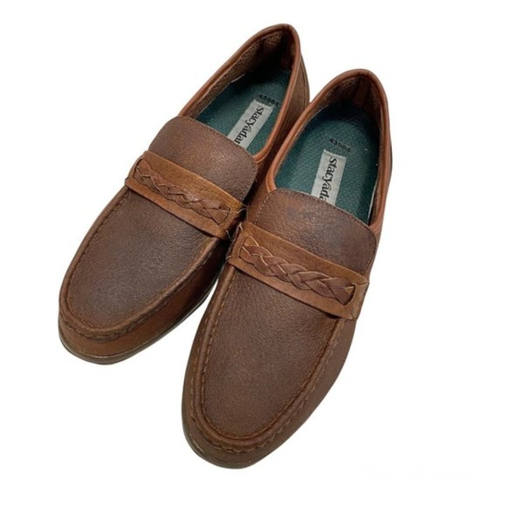 NWT Stacy Adams Men’s Size 7M Vintage Brown Leather Slip On Loafer Dress Shoes